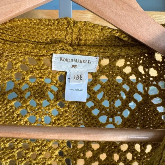 Cost Plus World Market Mustard Lace Cardigan - Picture 2 of 5